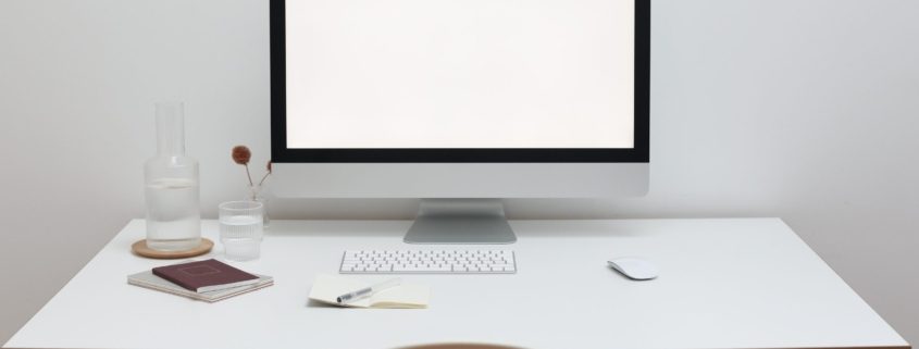 Free Stylish workspace with computer and simple furniture Stock Photo